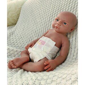 3kg Full Body Silicone Reborn Baby GIRL Doll Size 45cm Newborn Dolls Brown Skin
